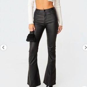 Black Faux Leather Flare pants